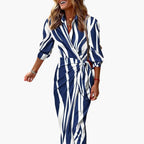 Women’s Midi Shirt Dress with Waist Tie and Wrap Front 3