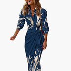Women’s Midi Shirt Dress with Waist Tie and Wrap Front 4