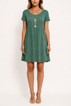 Women's Printed Short Sleeve Mini Dress 0