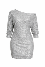 Women's Sequin Long Sleeve Off Shoulder Mini Dress 1