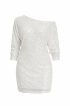 Women's Sequin Long Sleeve Off Shoulder Mini Dress 4