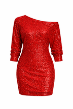 Women's Sequin Long Sleeve Off Shoulder Mini Dress 5