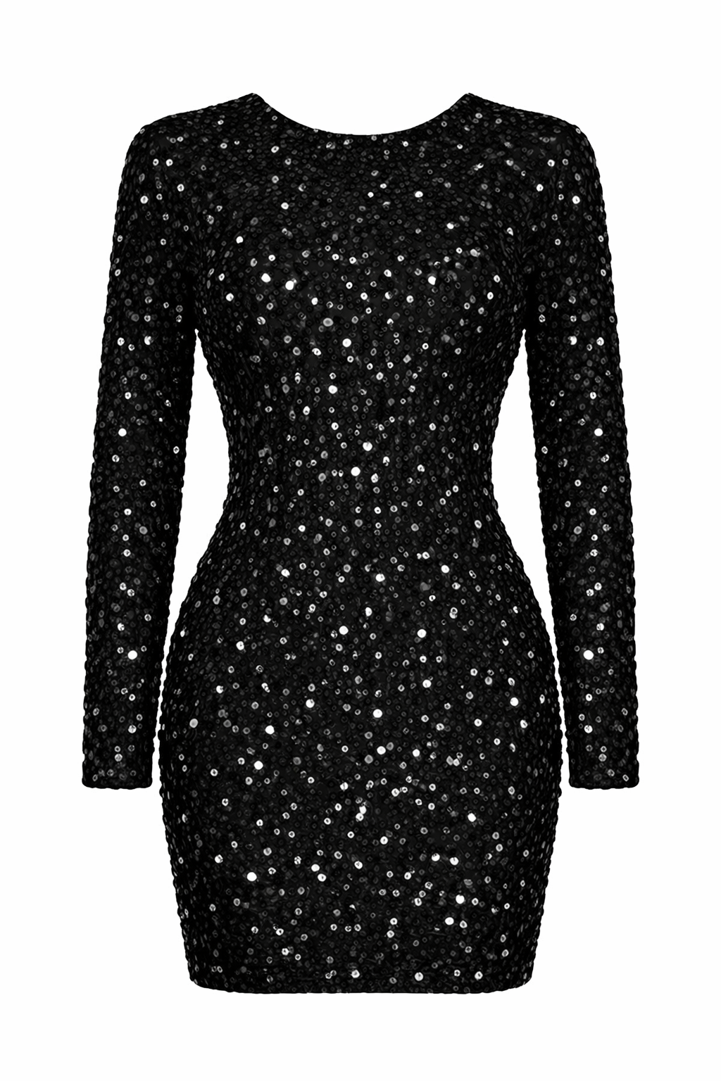 Women's Shimmering Long Sleeve Backless Mini Dress 1