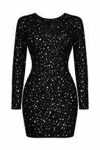 Women's Shimmering Long Sleeve Backless Mini Dress 1