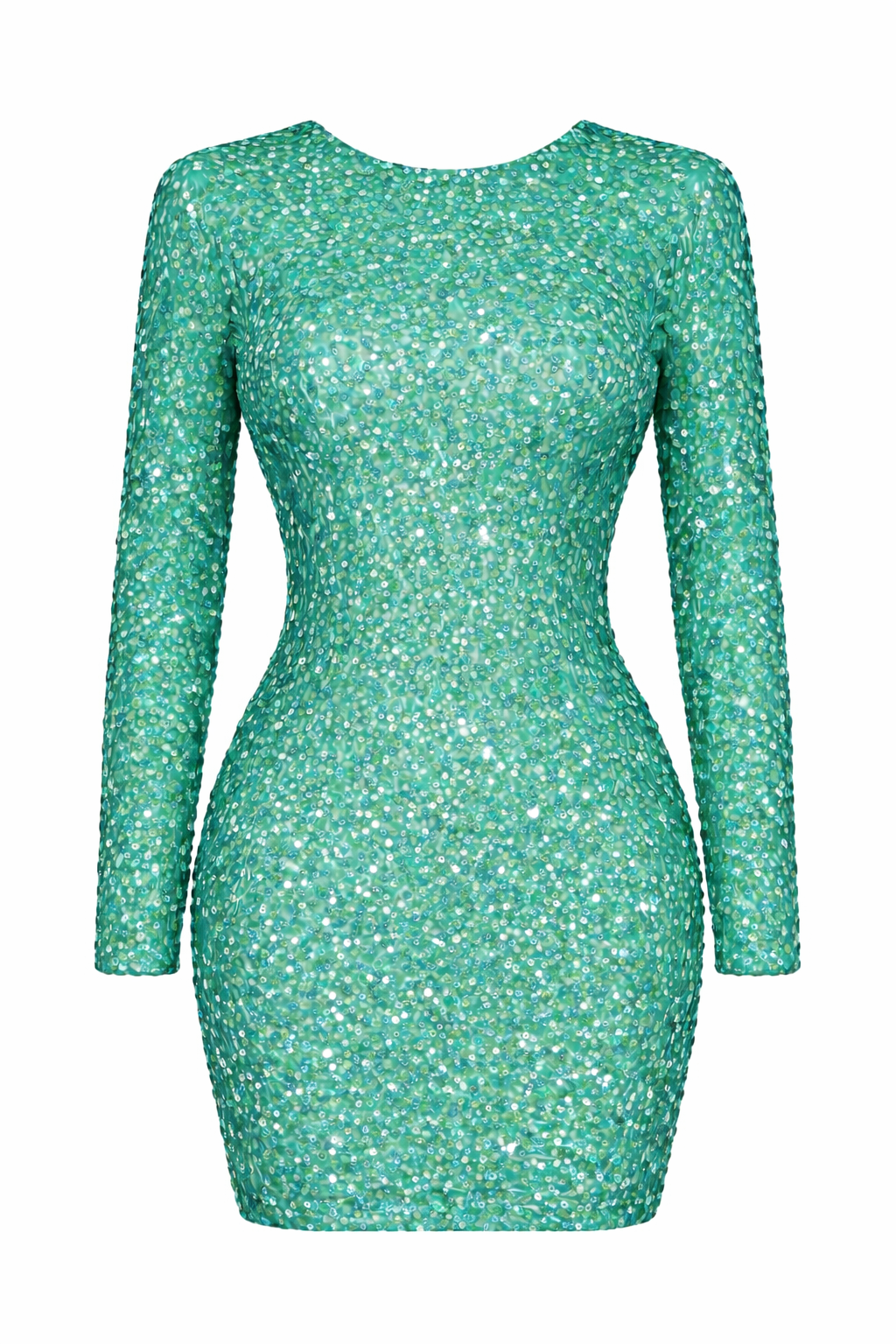 Women's Shimmering Long Sleeve Backless Mini Dress 2