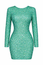 Women's Shimmering Long Sleeve Backless Mini Dress 2