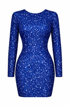 Women's Shimmering Long Sleeve Backless Mini Dress 4