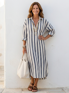 Women's Shirt Dress | Long Sleeve Striped 0