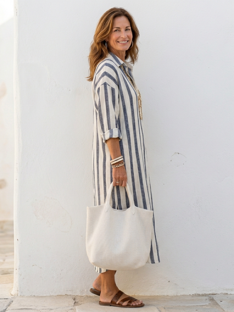 Women's Shirt Dress | Long Sleeve Striped 1