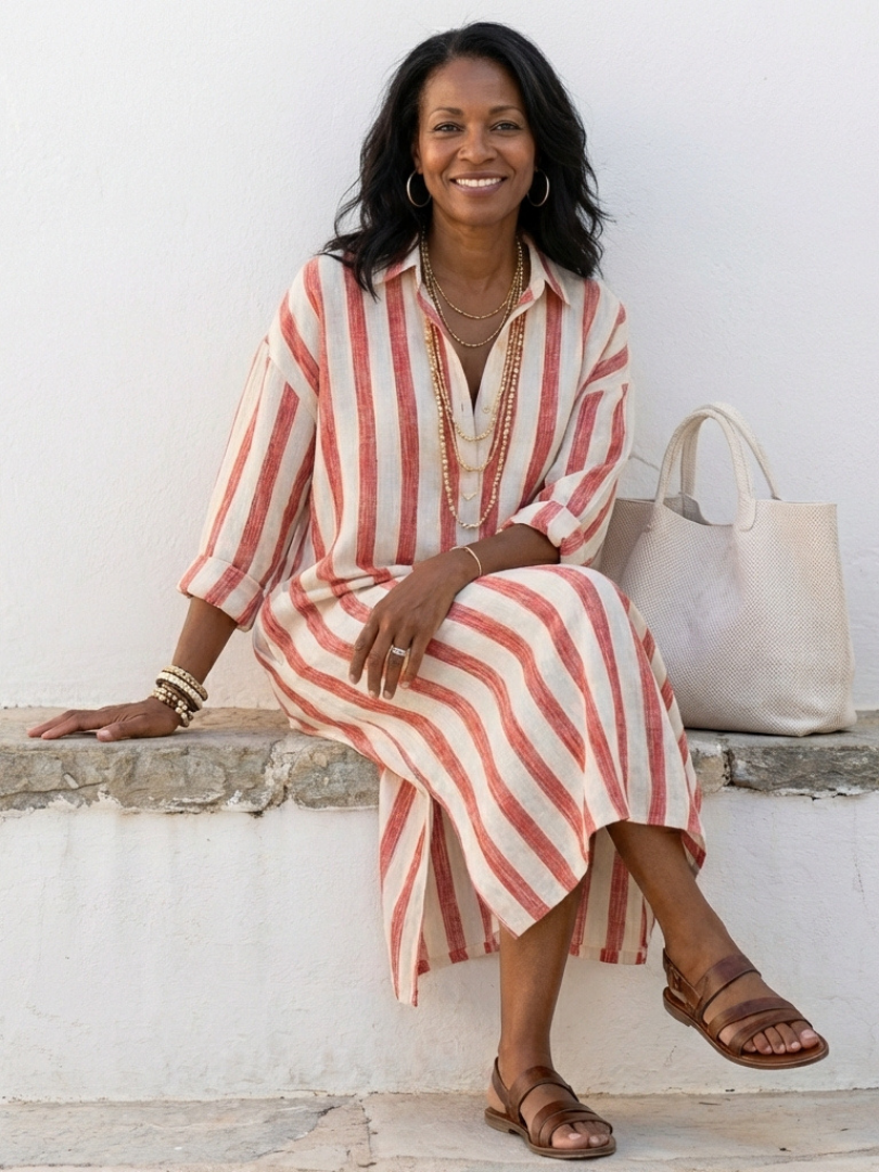 Women's Shirt Dress | Long Sleeve Striped 5