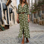 Women's Shirt Dress | Polka Dot Maxi 0