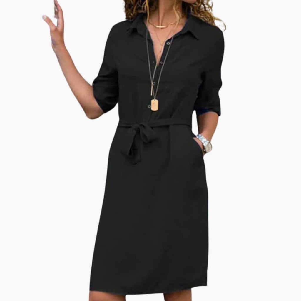 Women’s Shirt Dress with Belt and Pockets 1