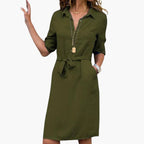 Women’s Shirt Dress with Belt and Pockets 3