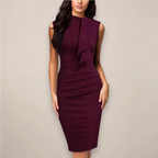 Sleeveless Midi Dress Women | Bow Tie Neck & Elegant Pencil Fit