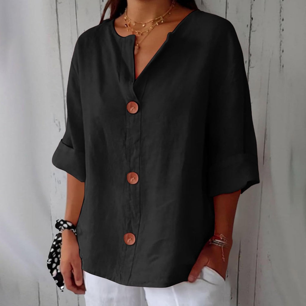 Women's Summer Blouse with Loose Fit and Breathable Linen 11