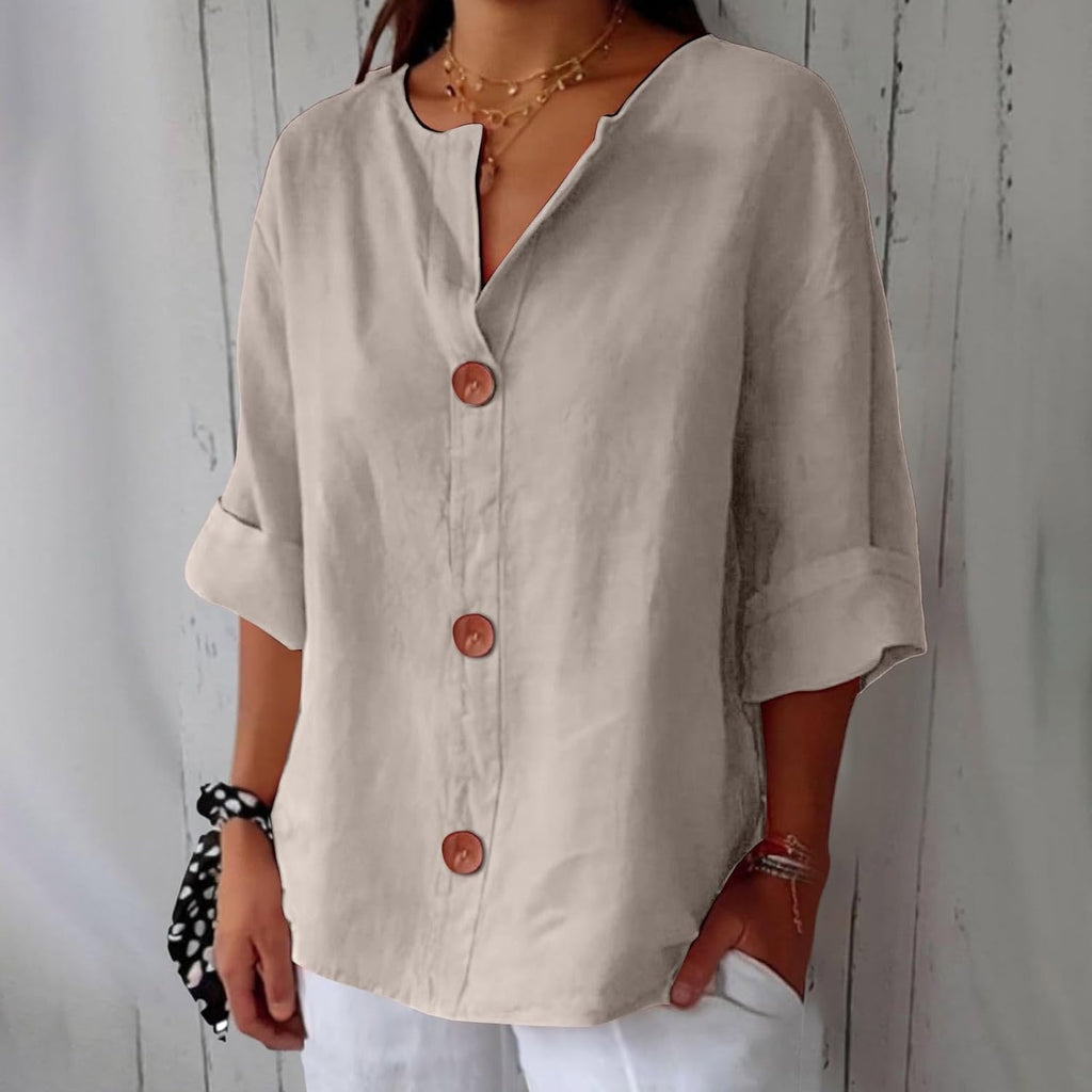 Women's Summer Blouse with Loose Fit and Breathable Linen 2