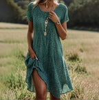 Women's Summer Dress | V Neck Short Sleeve Midi 2