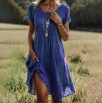 Women's Summer Dress | V Neck Short Sleeve Midi 3