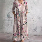 Women's Summer Dress with V-Neck and Floral Pattern 1