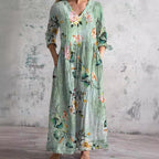 Women's Summer Dress with V-Neck and Floral Pattern 2