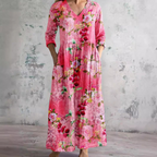 Women's Summer Dress with V-Neck and Floral Pattern 3
