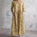 Women's Summer Dress with V-Neck and Floral Pattern 4