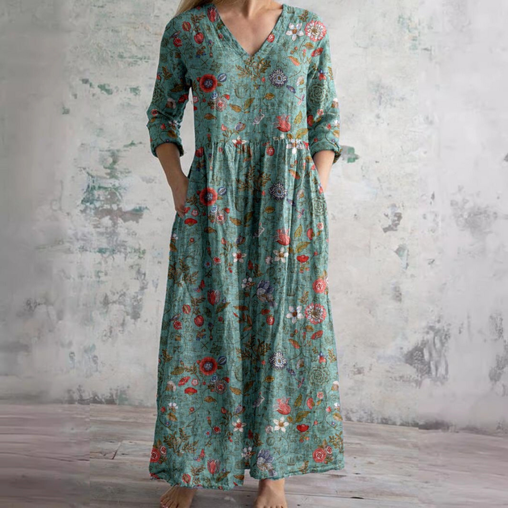 Women's Summer Dress with V-Neck and Floral Pattern 6
