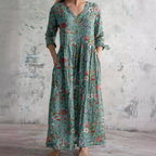 Women's Summer Dress with V-Neck and Floral Pattern 6