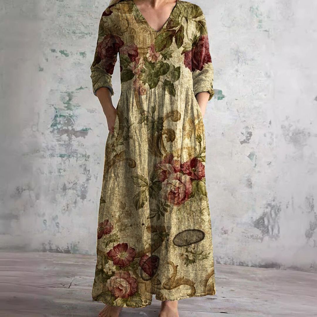 Women's Summer Dress with V-Neck and Floral Pattern 7