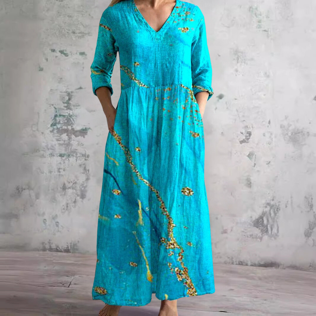 Women's Summer Dress with V-Neck and Floral Pattern 8