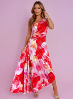 Women's Wedding Guest Maxi Dress | Pleated Floral 1