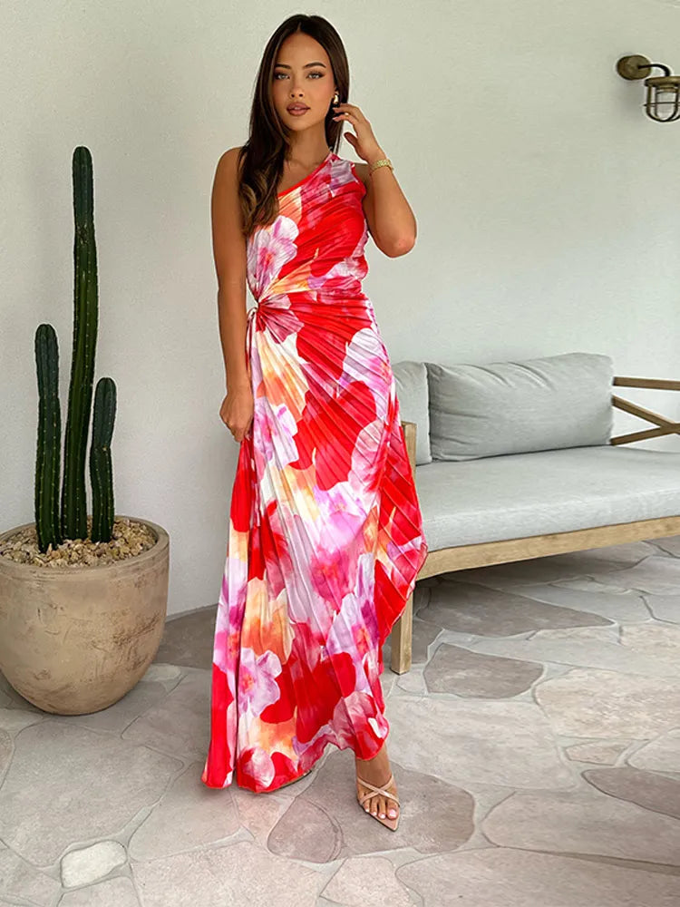 Women's Wedding Guest Maxi Dress | Pleated Floral 6