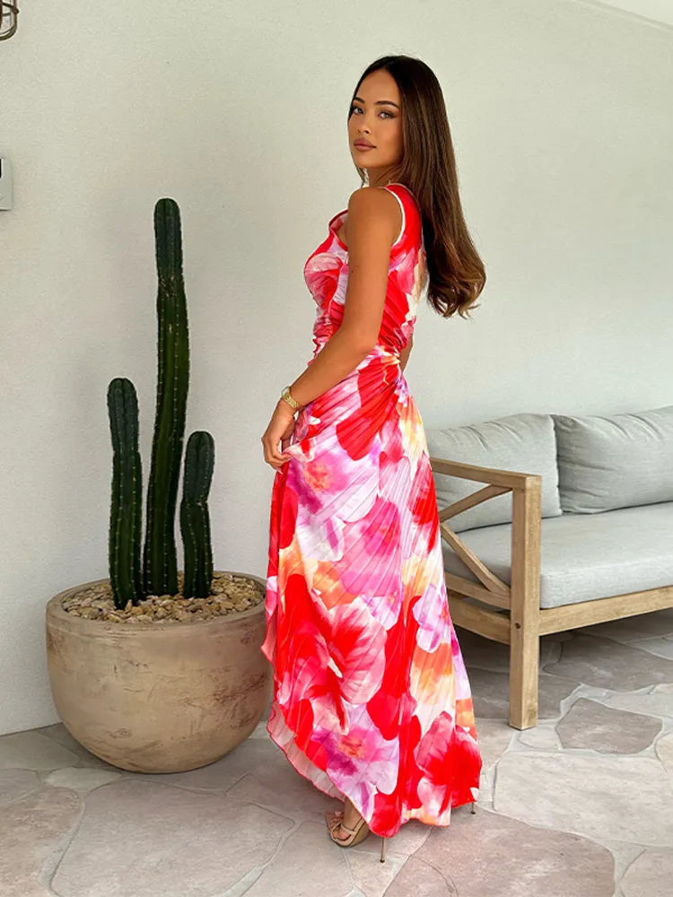 Women's Wedding Guest Maxi Dress | Pleated Floral 7
