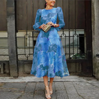 Women's Wedding Guest Midi Dress | Long Sleeve Floral 1