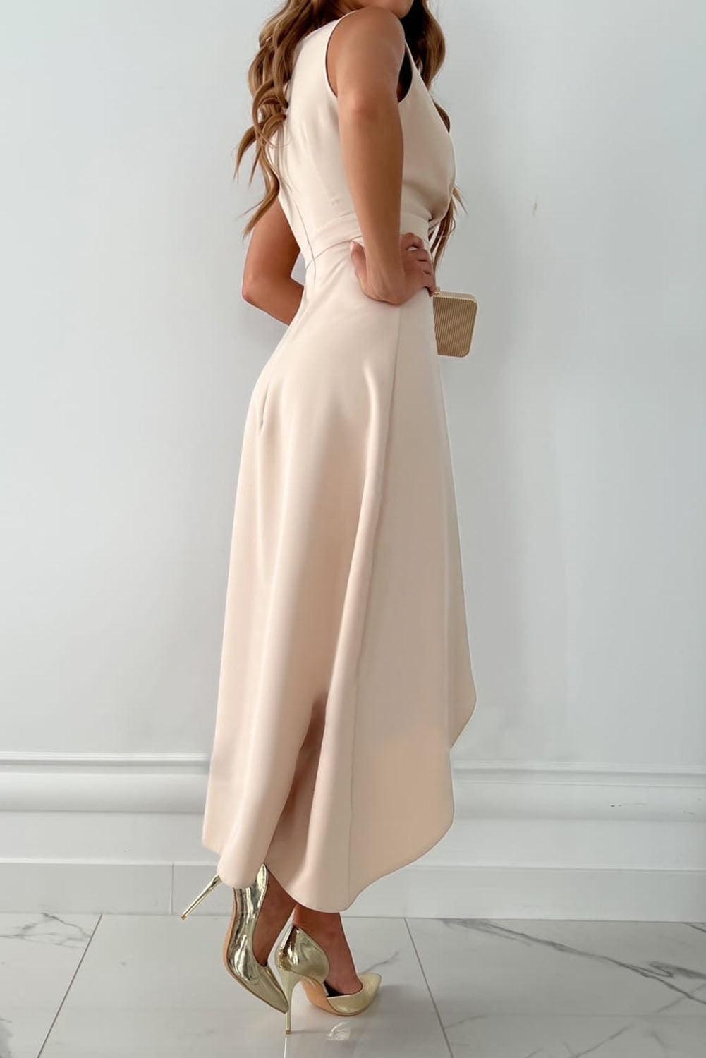 Women's Wedding Guest Midi Dress | Sleeveless Asymmetric 2