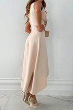 Women's Wedding Guest Midi Dress | Sleeveless Asymmetric 2