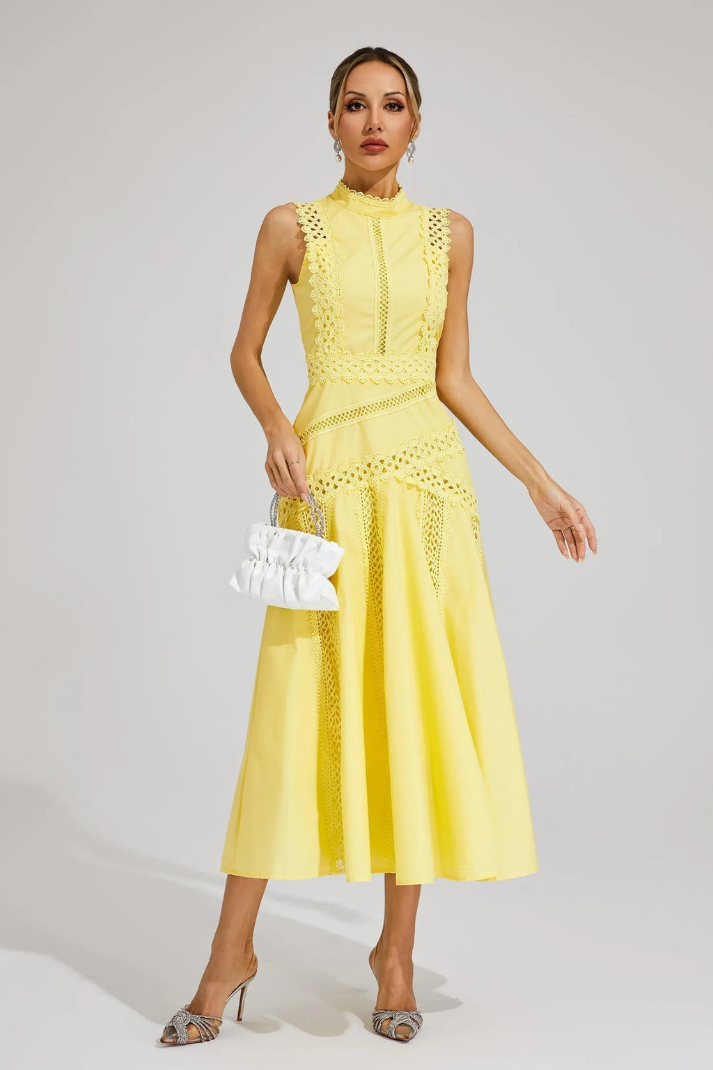 Women's Wedding Guest Midi Dress | Sleeveless Lace 3