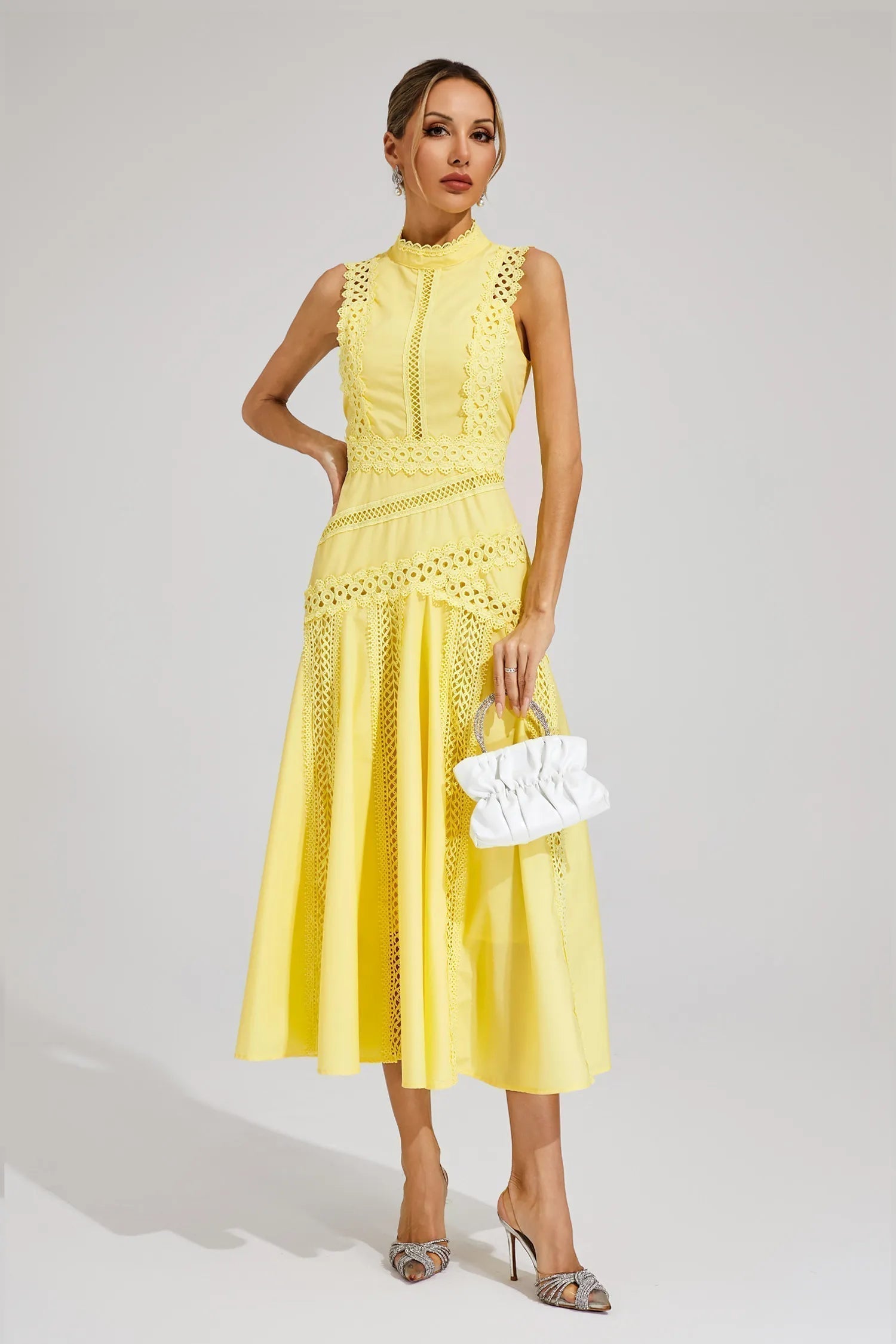 Women's Wedding Guest Midi Dress | Sleeveless Lace 4