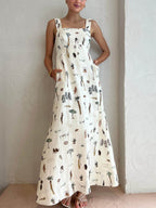 Women's White Maxi Dress | Square Neck 0