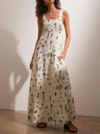 Women's White Maxi Dress | Square Neck 2