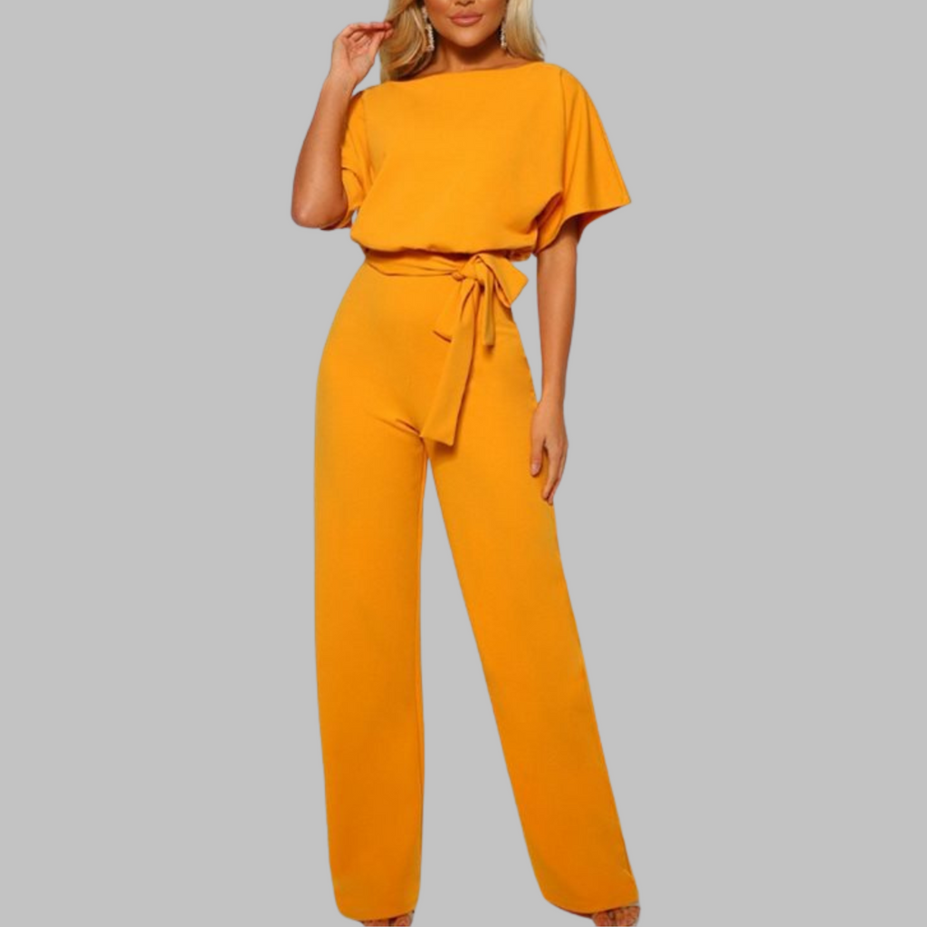 Women's Wide-Leg Jumpsuit | Belted Batwing Sleeve 0