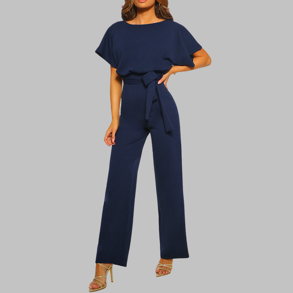 Women's Wide-Leg Jumpsuit | Belted Batwing Sleeve 4