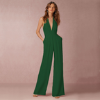 Women's Wide-Leg Jumpsuit | Halter Deep V 3