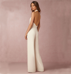 Women's Wide-Leg Jumpsuit | Halter Deep V 7