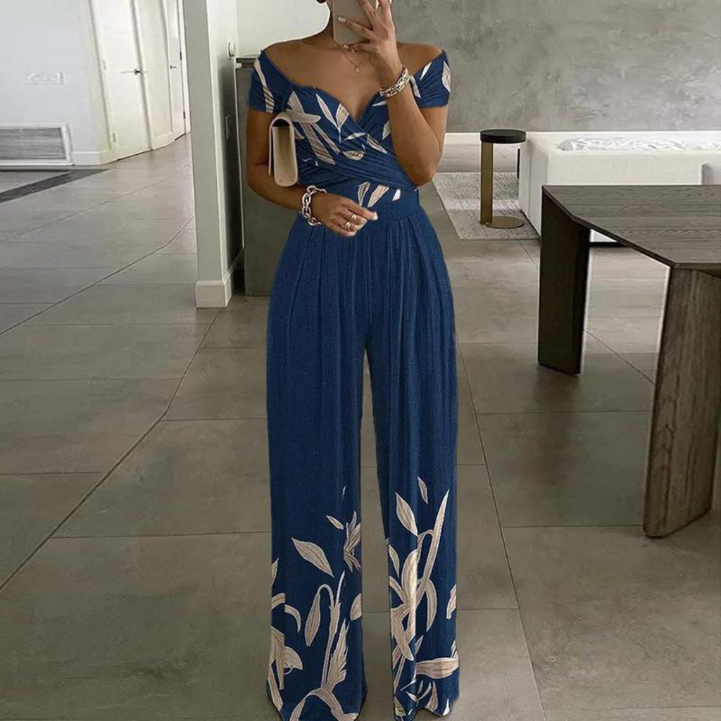 Women's Wide-Leg Jumpsuit | Off-Shoulder Wrap Floral 0
