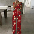 Women's Wide-Leg Jumpsuit | Off-Shoulder Wrap Floral 2