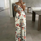 Women's Wide-Leg Jumpsuit | Off-Shoulder Wrap Floral 4