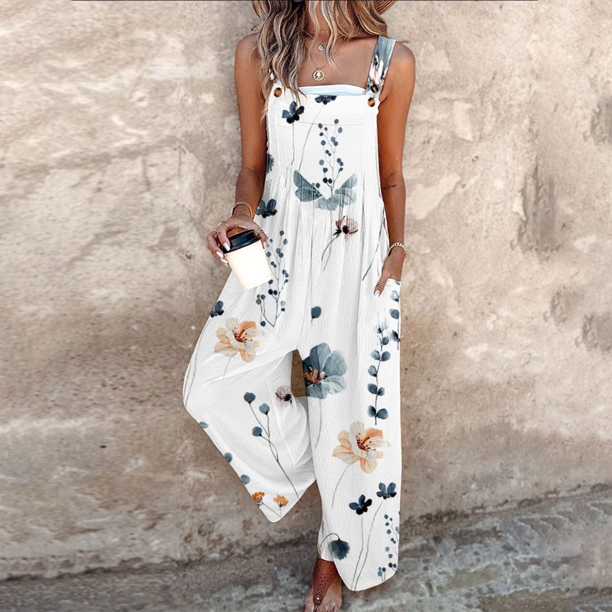 Women's Wide-Leg Jumpsuit | Sleeveless Floral 0