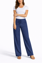 Women's Wide Leg Trousers with Drawstring Waist 5