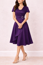 Women's Wrap Style Midi Dress with Asymmetrical Hem & Tie Waist 2